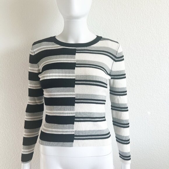 Circus NY XS Colorblock Disconnected Stripe Y2K Style Stretch Ribbed Top - Picture 1 of 8